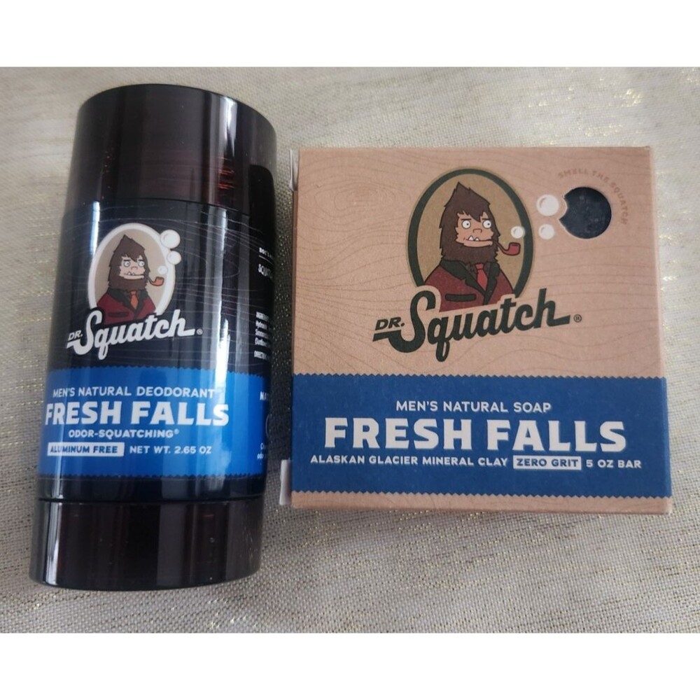 Dr. Squatch Men's Natural Bar Soap and Natural Deodorant Fresh Falls Set Lot